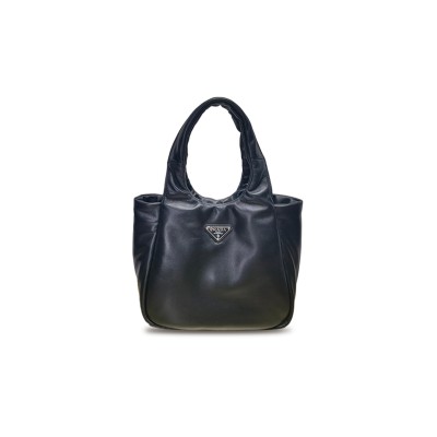 PRADA NAPPA PADDED LARGE DOUBLE HANDLE SHOULDER BAG BLACK 1BG413 (30*26*17cm) 